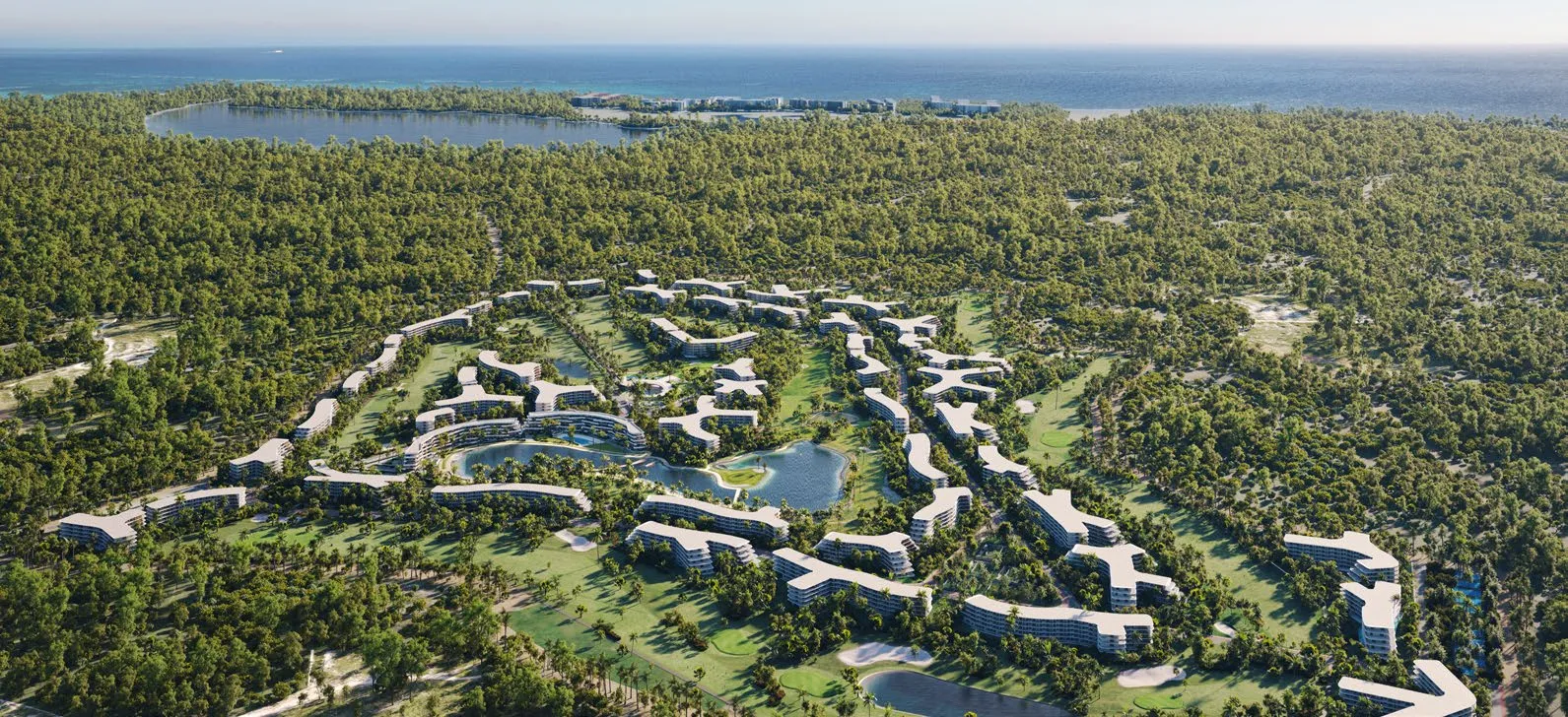 Vista aérea del master plan de Coral Golf Resort