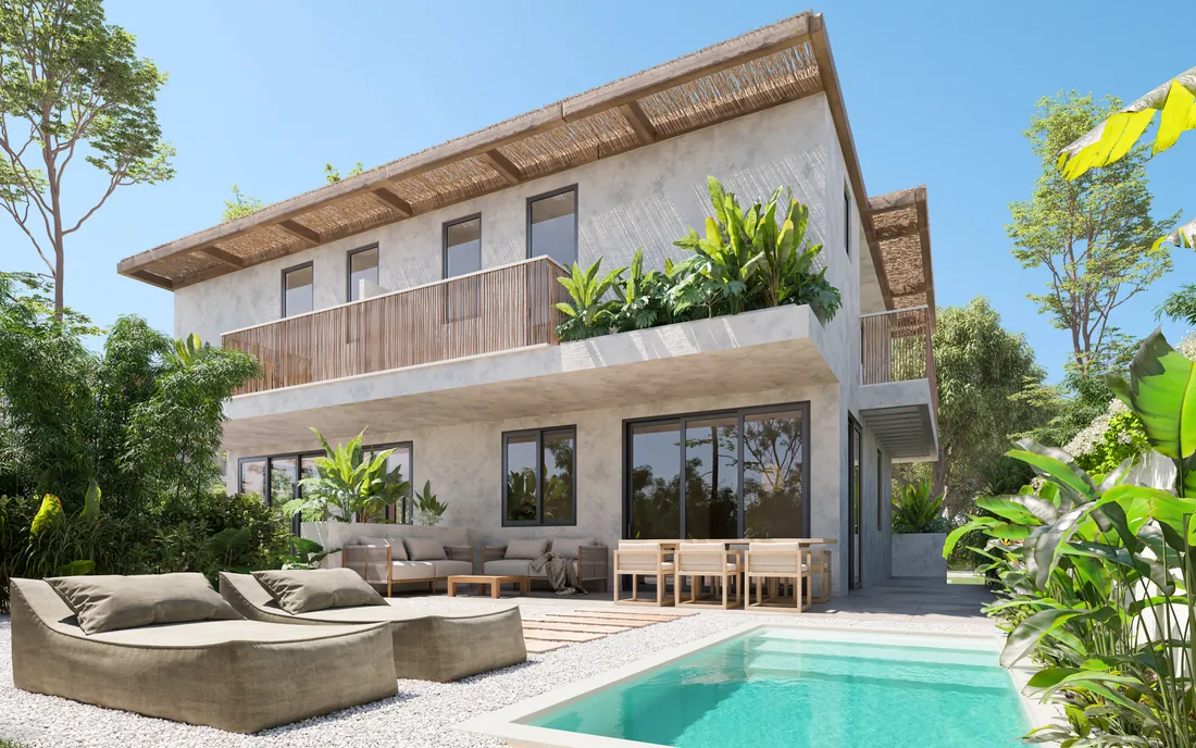 Villa Tuk — patio y piscina