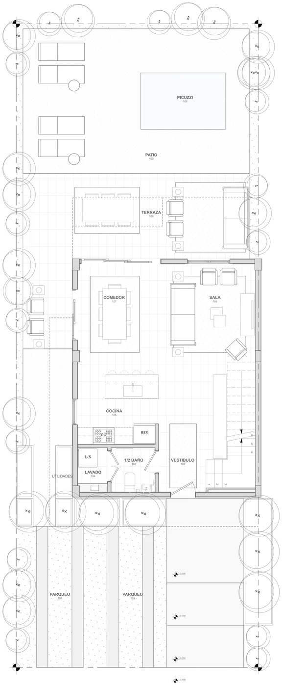 Planta 1er nivel Villa Areca