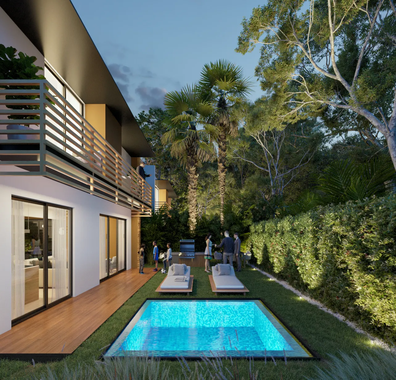 Villa Palmera — patio y piscina