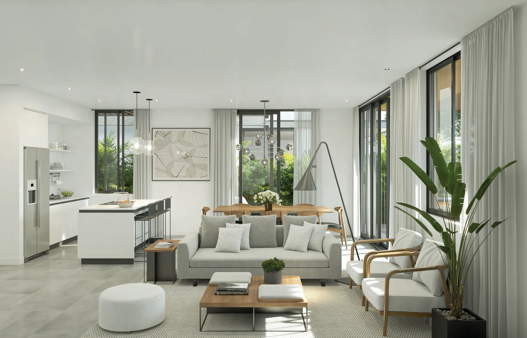 Villa Areca — estar familiar y comedor