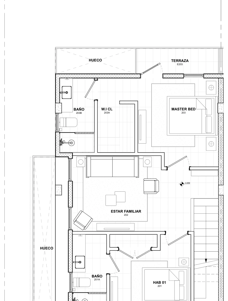 Villa Areca, planta 2do nivel — opción dos habitaciones