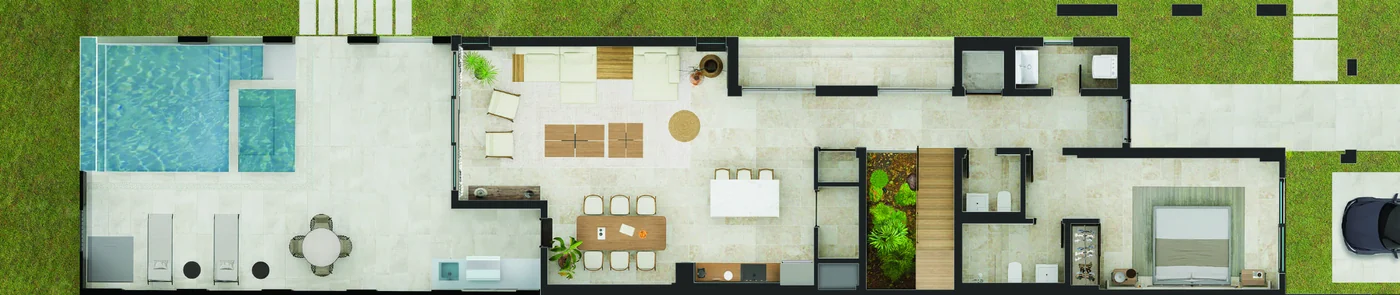 Plano arquitectónico 1er nivel Villas Poseidonia
