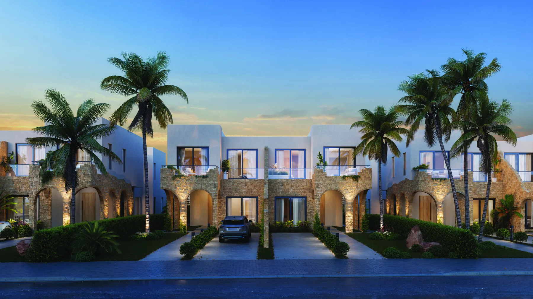 Villas Poseidonia al atardecer