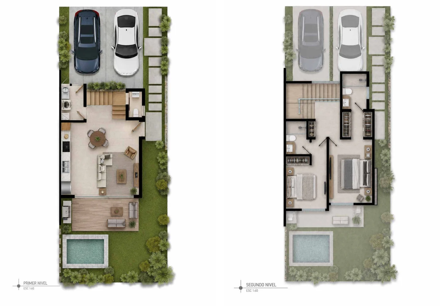 Planos Villa EOS Scape — primer y segundo nivel