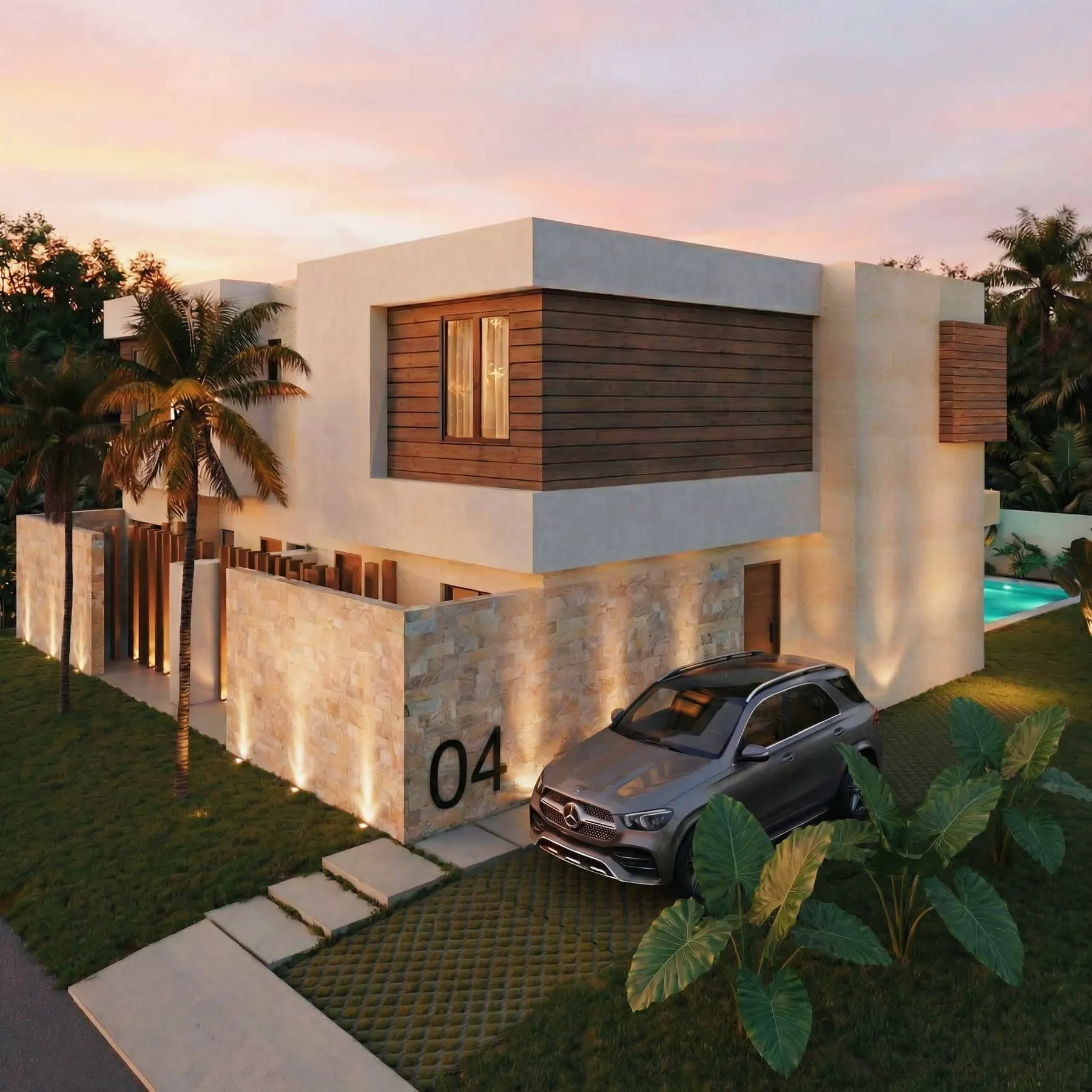 Villa EOS Vistacana al atardecer